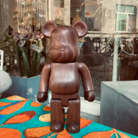 Bearbrick 400% Walnut 28cm Smooth Surface Wood Bear Gift Bearbrick Bookshelf Collection Ornament Figure natural solid woodhandcr