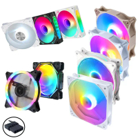 QiuzAim 120mm Fixed RGB Case Fan PC Case Fans Low Noise With 12v Colorful Lighting Molex 4pin Fan Si