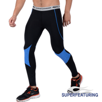 SUPERFEATURING 專業跑步三鐵 Hicolor壓縮緊身褲 亮藍