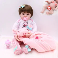 Premie Bayi Ukuran 48 Cm Full Body Silikon Merah Muda Babi Gaun Set BEBE Boneka Reborn Boneka Tahan Air Mandi Boneka mainan Natal Gfit