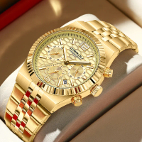 CRRJU Jam Tangan Pria Anti Air Multifungsi Chronograph Calendar Bercahaya Jam Tangan Cowok Original