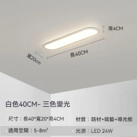 過道簡約長條吸頂燈(白色40*20cm)【LED三色變光】 