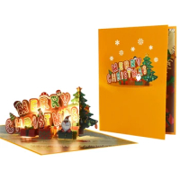 Merry Christmas Cards Christmas Tree Winter Gift Pop-Up Cards Christmas Decoration Stickers New Year Greeting Cards
