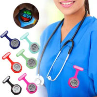 12/24 Hours Pocket Watch Silicone Nurse Watch Digital Display Dial Clip Fob Nurse Brooch Pin Electric Doctor Medical Watch Clock