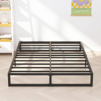 10 Inch Queen Bed Frame Metal Platform Mattress Foundation with Steel Slat Support, No Box Spring Needed, Easy Assembly, Black