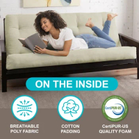 Trupedic Lace Tufted Futon Mattress - Plush Foldable Sofa Bed for Adults &amp; Kids - Portable Convertible Foam Futon for Dorm R