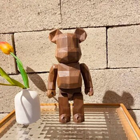 Walnut rhombus Bearbrick 400% 28cm desktop toy doll Be@rbrick natural walnut solid wood desktop collection figure