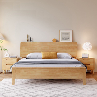 優樂悅~北歐實木床1.5米家用雙人床1.8米民宿出租房中小戶型單人床1.2米