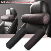 Universal Super Soft Cylinder Leather Car Headrest Breathable Memory Foam Head Pillow Neck Support Rest Pad Auto Accessories