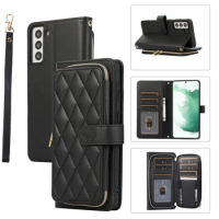 Crossbody Pocket Purse Wallet Case for Samsung Galaxy S24 Ultra S23 FE S22 S21 S20 S10 Plus Note 20 10 5G Lanyard Leather Case