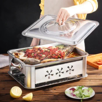 Rectangular baking tray Stainless steel fish grill Commercial grill Alcohol tray korean bbq olla Grilled fish dish Special pot