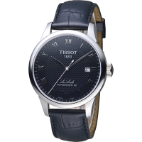 TISSOT Le Locle 力洛克自動80小時動力儲存機械腕錶-黑/39mm
