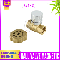 Ball Valve Magnetic 1/2\ inch Kran Magnet Ball valve lockable Kuningan SR pdam pamsimas"