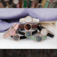 SS Jam Tangan Wanita Pria Couple Polos Casual Dial Segi Fashion Analog Quartz Simple Strap Kulit Pu 