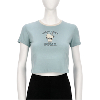 Puma X HELLO KITTY 女款 薄荷綠色 圓領 短版 T恤 歐規 運動 休閒 短袖 63161367