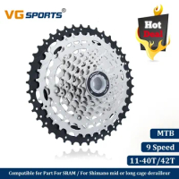 VG Sports Mountain Bike MTB 9 Speed Cassette Velocidade S 40T 42T Bicycle Parts Cassete Freewheel Sprocket Cdg Cog Ultralight