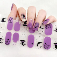 New Arrival Halloween Design Semi-cured UV Gel Nail Art Stickers Full Cover UV/LED Lamp Required Gel Nail Strips Manicure