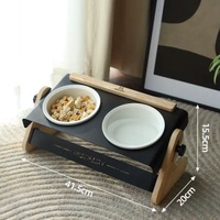 日本Yoan日本碗陶瓷實木碗架可調節斜面護頸狗碗雙碗水碗慢食碗