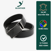 Thắt lưng da bò nguyên tấm màu đen L110-khóa tự động nhiều mặt lựa chọn