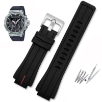 For C-asio G-SHOCK 5608 GST-B200 GST-B200D Series Modified Rubber Watchband Outdoor Sports Silicone Strap Raised 24*16mm Black
