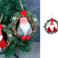 Christmas Gnome Wreath Window Wreath Decorations Ring Garland Wedding Birthday Party Decor Supplies for Christmas Room Gift