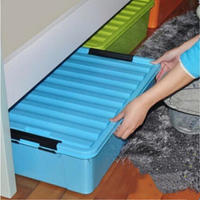 特大號塑料有蓋床底收納箱衣物整理箱玩具儲物箱床下書收納盒滑輪