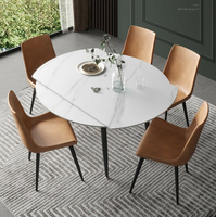 桌子 德利豐伸縮巖板餐桌椅小戶型折疊兩用多功能圓桌