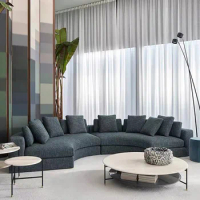 Semi-Arc Fabric Sofa Combination Italian Villa Living Room Hotel Lobby Reception Furniture