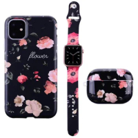 Fran-vf Horlogeband Strap + Airpods Pro Case Voor Apple Iphone 12 Pro Max 12 Mini Rubber Cover Voor Iphone 11 Pro Xs Max Xr