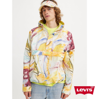 Levis 男款 Oversize寬鬆版防潑水連帽風衣夾克 / 炫彩水墨畫