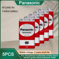 5PCS 100% Genuine Panasonic PP3 6F22 6LR61 MN1604 9V Block Heavy Duty Cell Battery