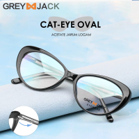 Grey Jack Frame Kacamata Bahan Acetate Fashion Semi Cat Eye Metal Kekinian Casual Premium Terbaru B