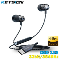 KEYSION Type-C HIFI Earphones DSD128 Bass Headphones Titanium Plated Dynamic Earbud 32bit 384KHz CX31993 DAC Chip USB C Headset