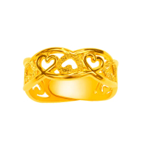 【元大珠寶】買一送一黃金9999純金戒指甜蜜相擁(1.25錢正負5厘)