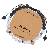 Be Brave Morse Code Bracelet Letter Inspirational Friendship Bracelet Men and Women Natural White Tu