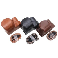 Luxury Leather Camera Case Bag For Sony ZV-E10 ZVE10 Half Body Cover Set With Strap Battery Open Fit 16-50mm Lens