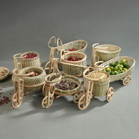 純手工竹編水果籃干果盤創意家用收納籃饅頭筐竹籃子竹簍裝飾擺件