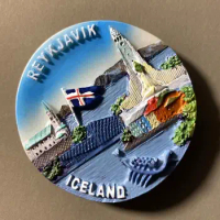 Iceland Tourism Souvenir Fridge Magnet National Flag Landmark Fin Whale Painted Magnetic Refrigerator Sticker Home Decorative