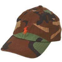 POLO RALPH LAUREN 品牌小馬刺繡LOGO棒球帽(迷彩/咖啡色馬)