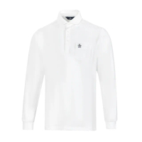 【Munsingwear】企鵝牌 男款白色吸汗速乾企鵝提花布長袖POLO衫 MGUJ2S80