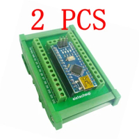 2 Pcs DIN Rail Mount Screw Terminal Block Adapter Module For Arduino NANO Board