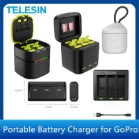 TELESIN Portable Battery Charger for GoPro Hero12 Battery Fast Charging for GoPro Hero 12 11 10 9 Black Action Camera Accessory