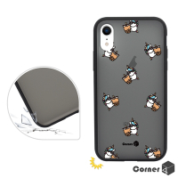 Corner4 iPhone XR 6.1吋柔滑觸感軍規防摔手機殼-彩虹小馬珍奶(黑殼)