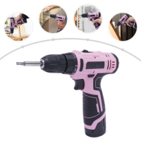 43-Piece Pink Cordless Drill Set, 12V Electric Drill, 3/8" Keyless Chuck, Li-ion Battery, for Drilling Wood/Metal, Women DIY Pro