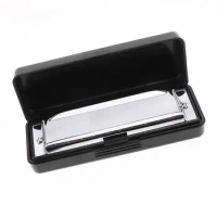 10 Holes 12 Tone Silver Diatonic Harmonica Blues Harp Mouth Organ Musical Instrument Stainless Steel for Beginner
