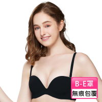 【Swear 思薇爾】嗨Q Bra系列B-E罩1/2罩素面無痕模杯包覆女內衣(黑色)