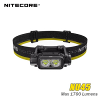 NITECORE NU45 Type-C Rechargeable Headlamp 1700Lumens 8*Nitelab UHE LEDs Bulit-in 4000mAh Battery