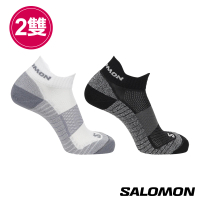 【salomon官方直營】AERO 運動短筒襪 黑/白(2入組)