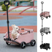 1PC Pet Stroller Pet Carriage Rolling Dog Cage Stroller 4 Wheel Lightweight Folding Trolley Dog Cat Cart For Travelling Shopping