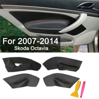 แผงประตูที่เท้าแขนหนังไมโครไฟเบอร์ฝาครอบป้องกันสำหรับ  Octavia 2005 2006 2007 2008 2009 2010 2011-2014ภายในรถ
